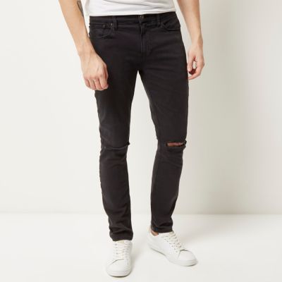 Grey ripped Sid skinny stretch jeans